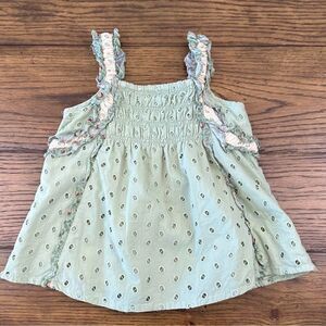 Anthropologie Girls Green Eyelet Top